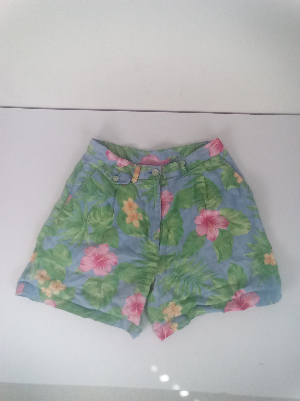 Lauren Ralph Lauren Linen Floral High Waist Women's Shorts Tropical Print Size 4